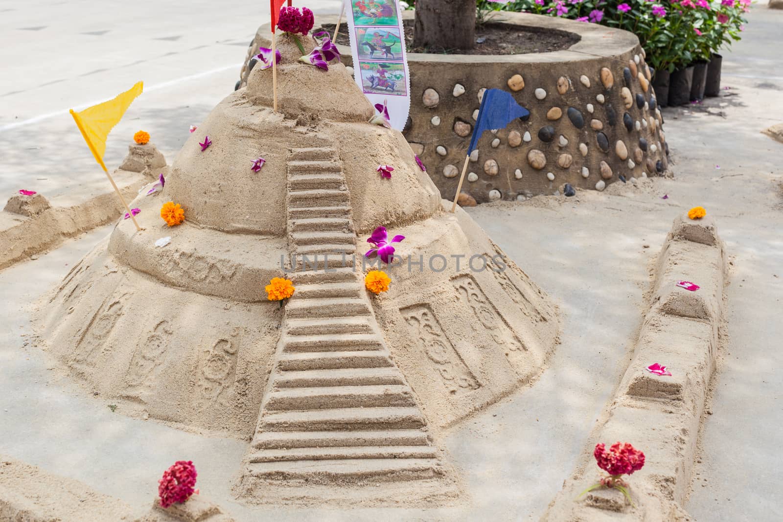 Sand pagoda ceremony, Cultural activities including sand sculpture for Songkran festival