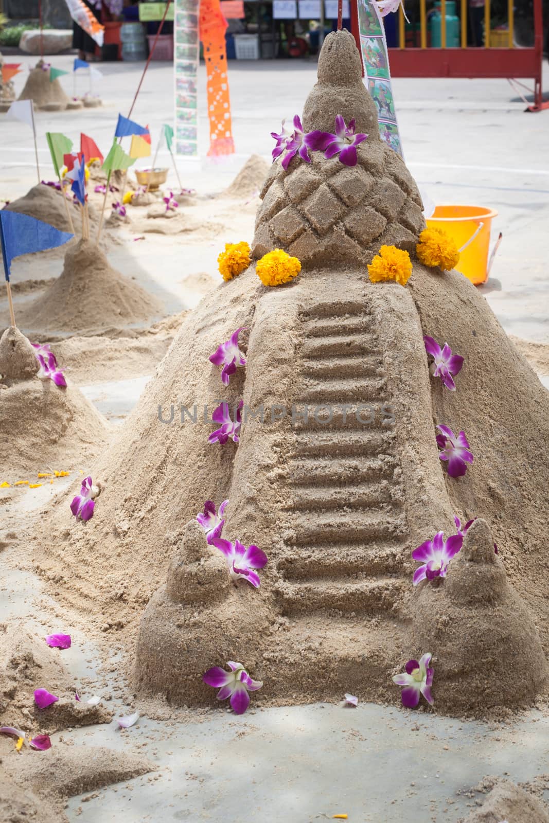 Sand pagoda ceremony, Cultural activities including sand sculpture for Songkran festival