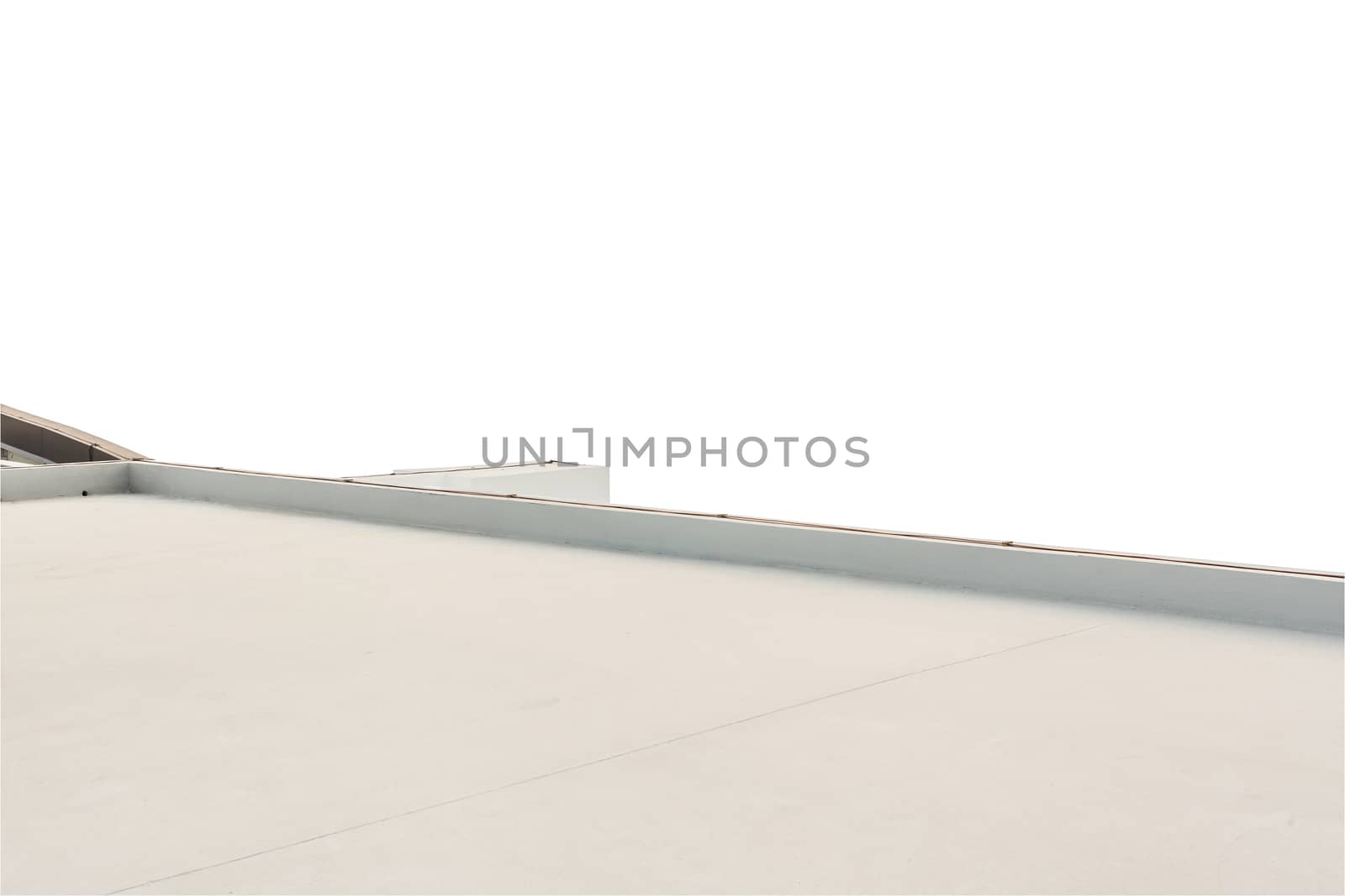 deck or terrace on rooftop of business building on white with copy space background