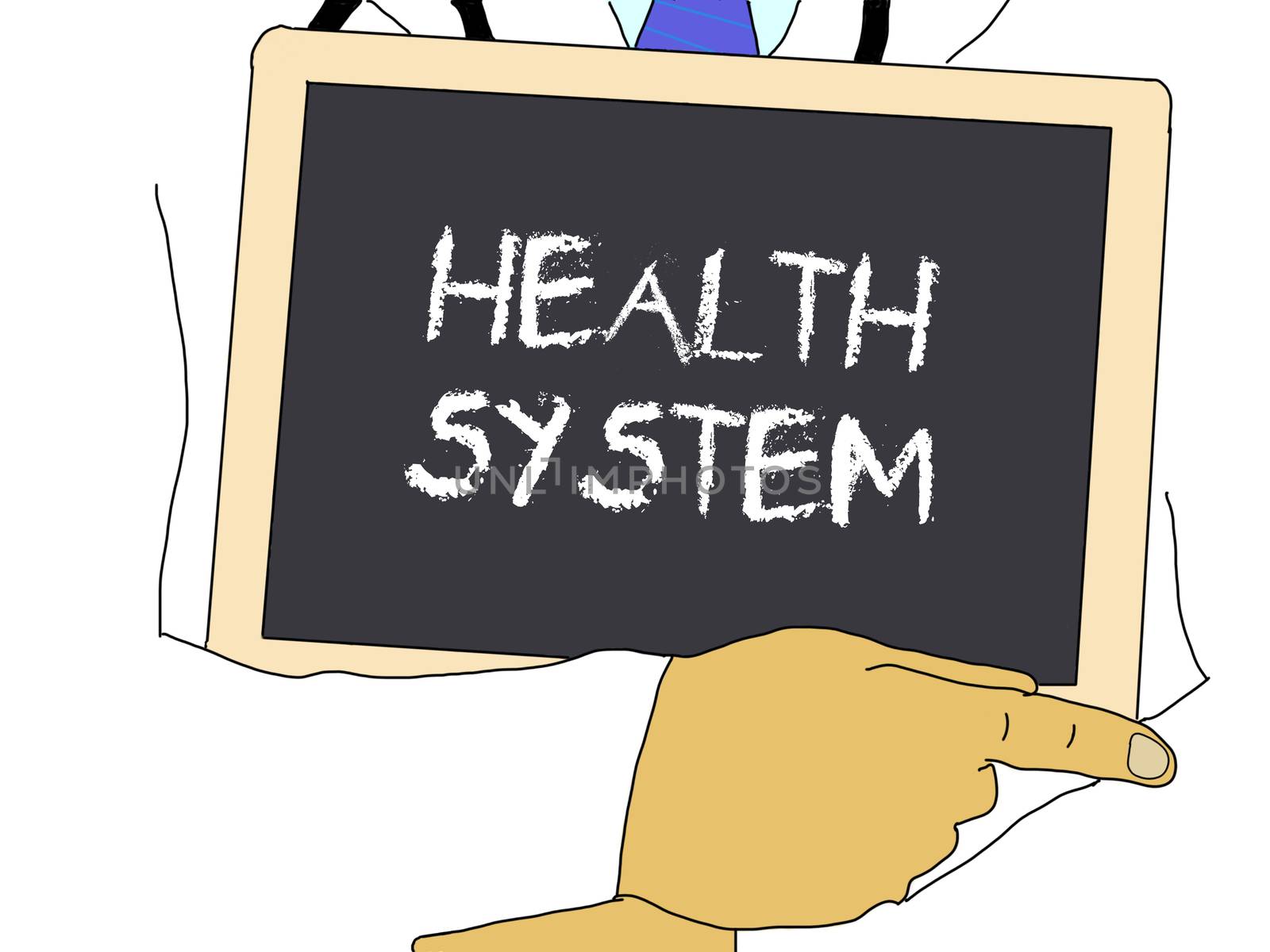 Illustration: Doctor shows information: Health system