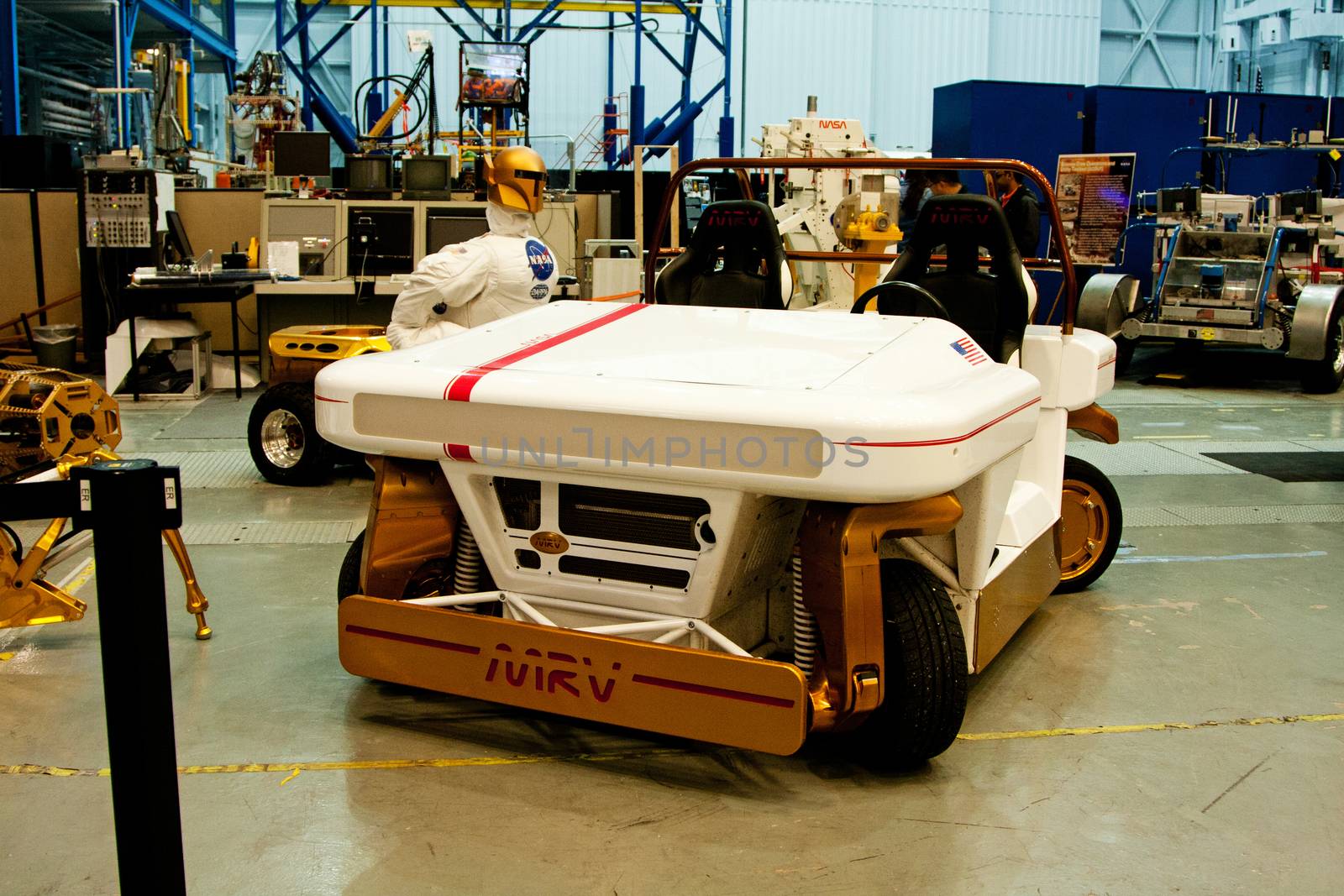 Houston, TX, USA - Jan. 23 2015: Prototype MRV Mars Rover Vehicle at NASA Johnson Space center mockup facility in Houston, TX.