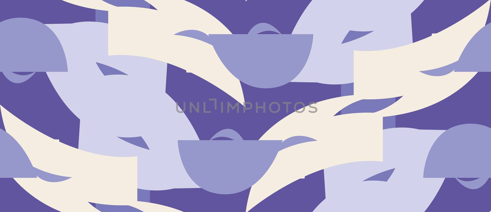 Abstract blue and white repeating shape pattern