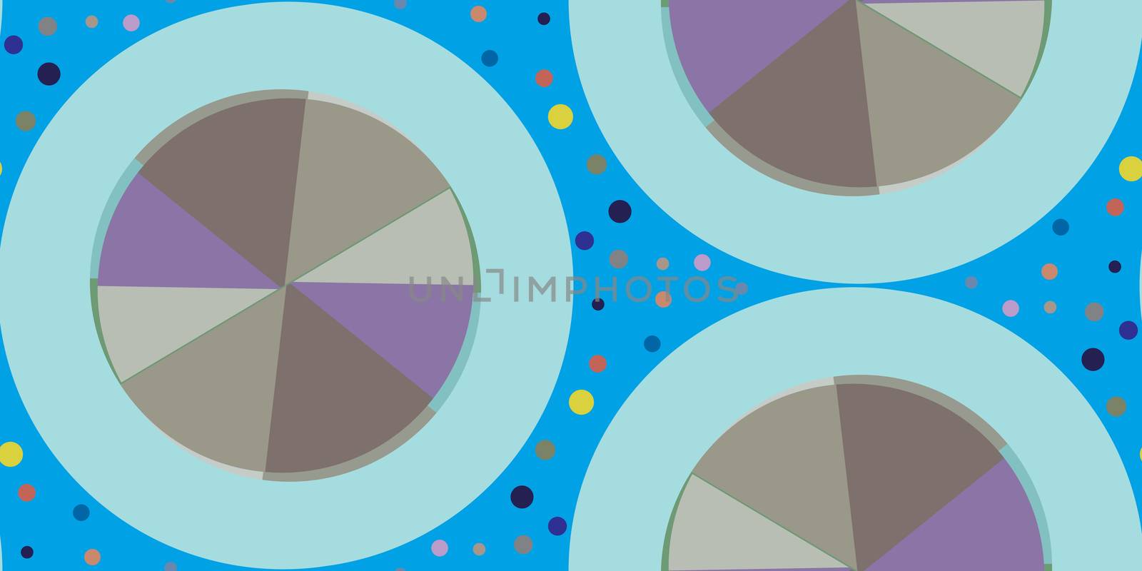 Seamless circular spinning shapes over blue background