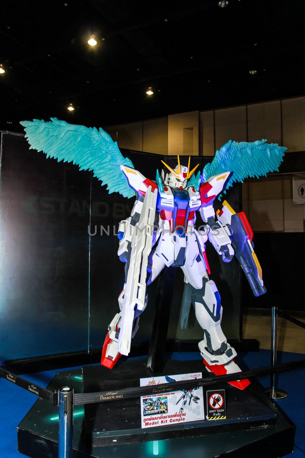 Bangkok - May 2: A Gundam model in Thailand Comic Con 2015 on May 2, 2015 at Siam Paragon, Bangkok, Thailand.