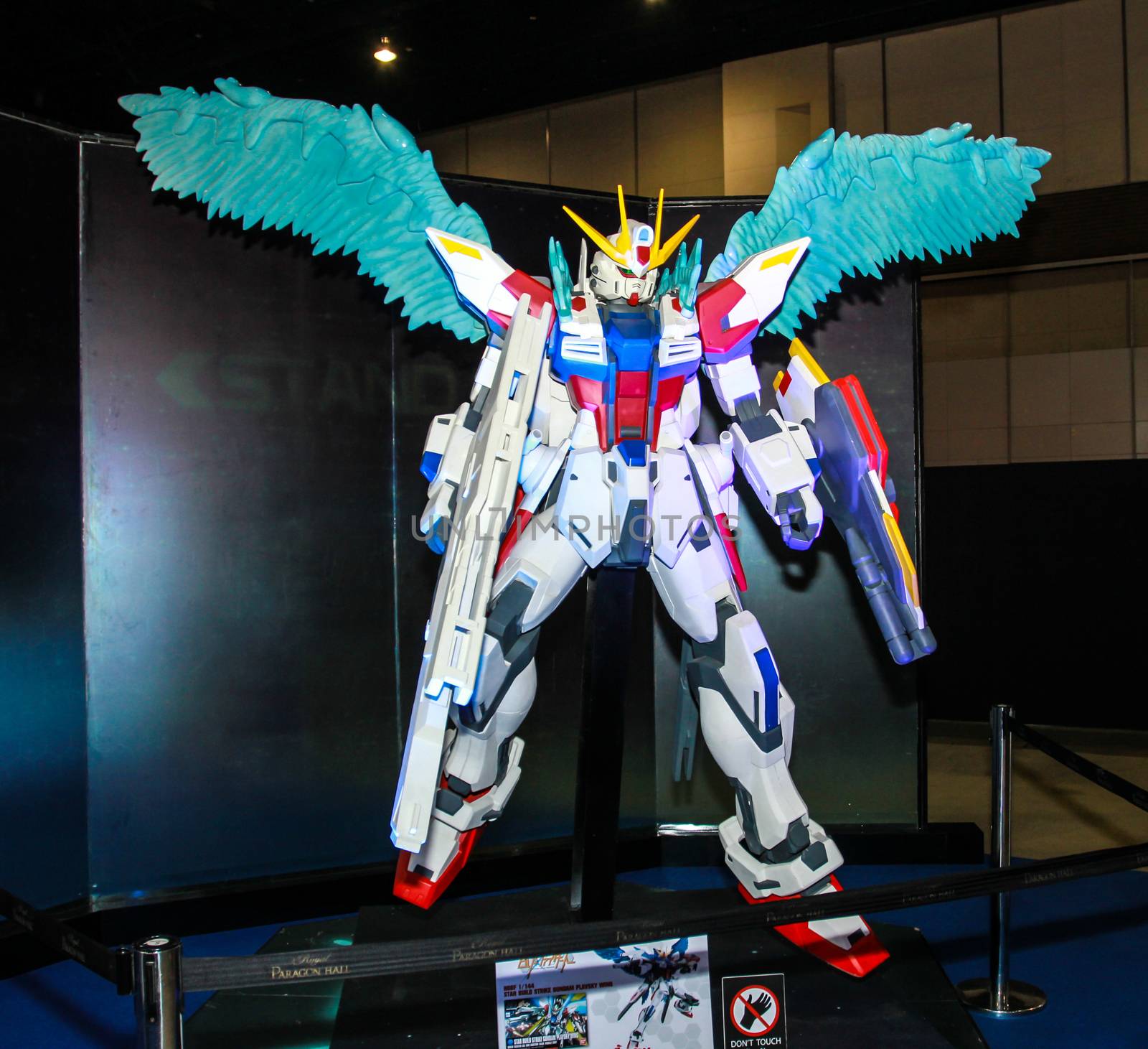 Bangkok - May 2: A Gundam model in Thailand Comic Con 2015 on May 2, 2015 at Siam Paragon, Bangkok, Thailand.