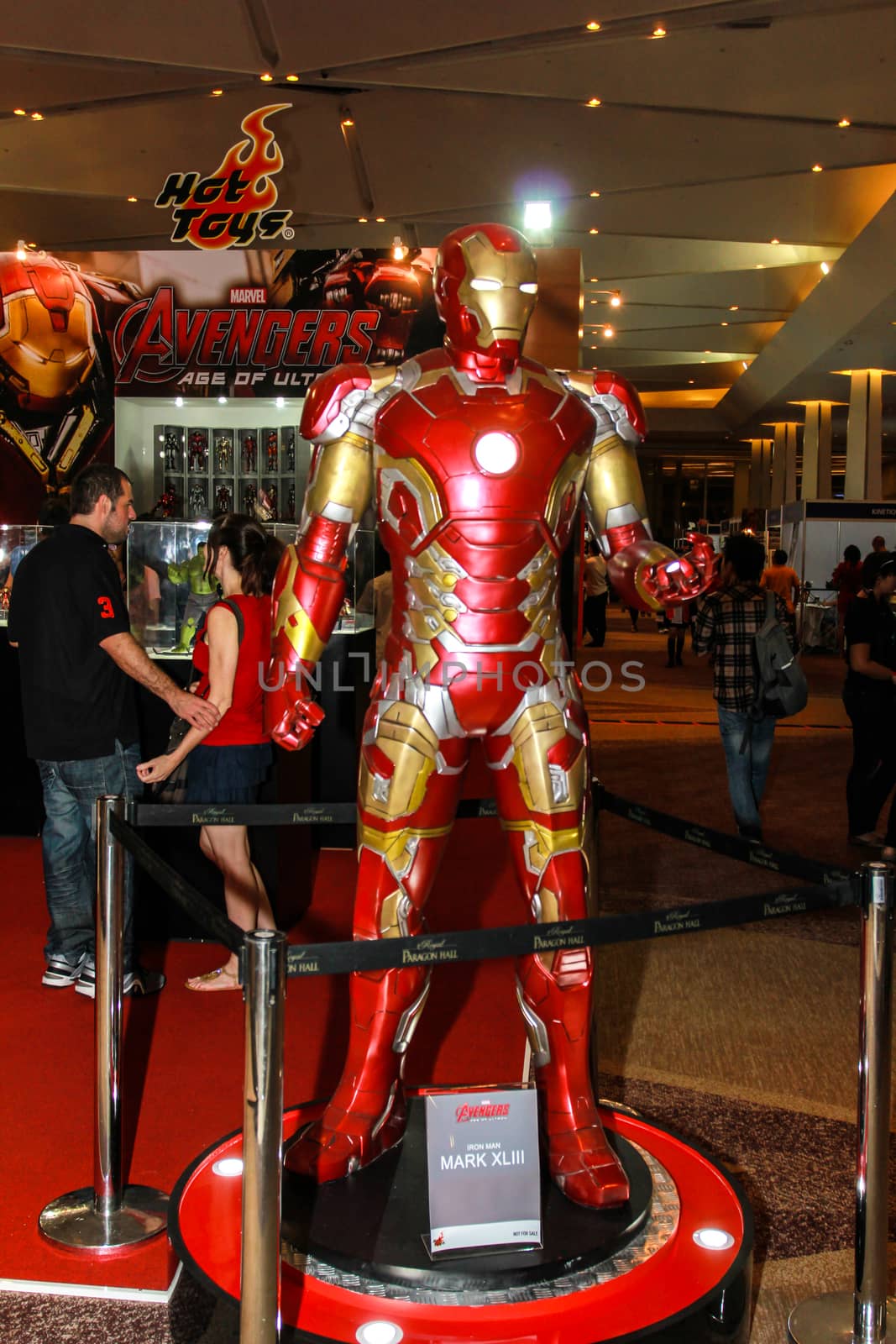 Bangkok - May 2: An Iron Man model in Thailand Comic Con 2015 on May 2, 2015 at Siam Paragon, Bangkok, Thailand.