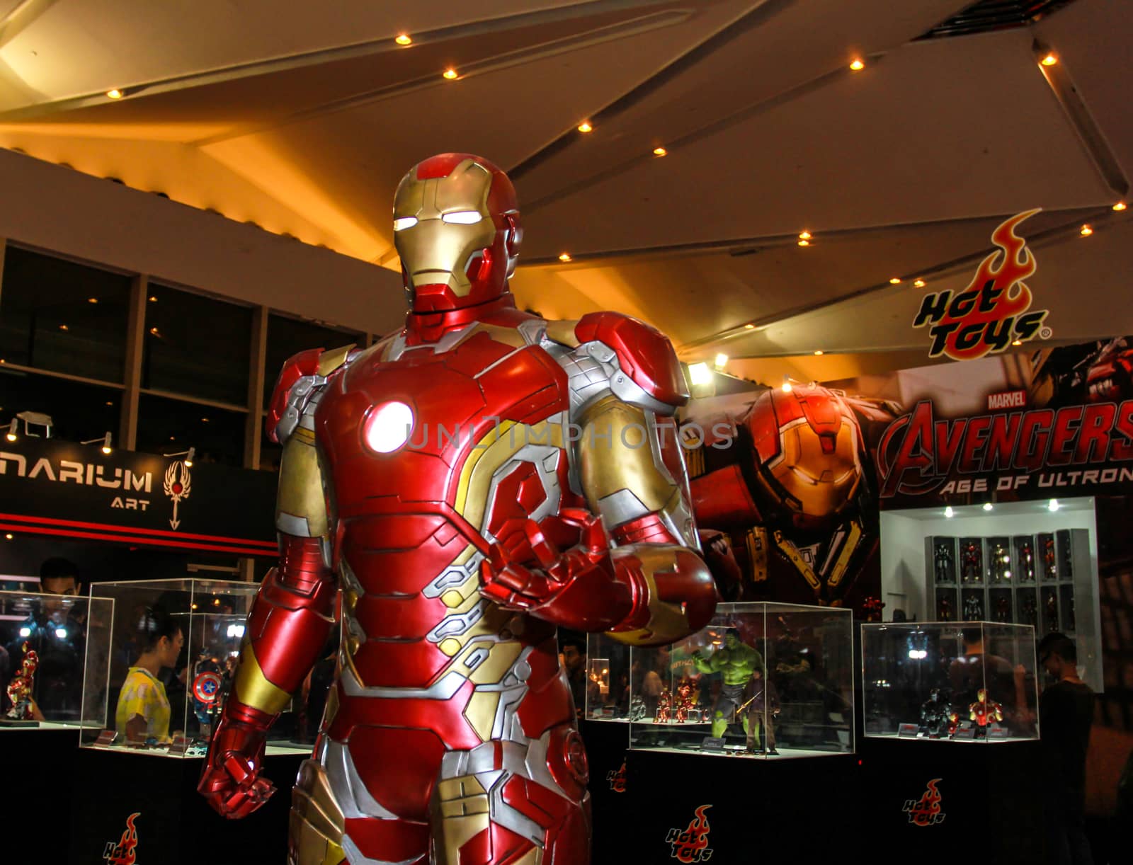 Bangkok - May 2: An Iron Man model in Thailand Comic Con 2015 on May 2, 2015 at Siam Paragon, Bangkok, Thailand.