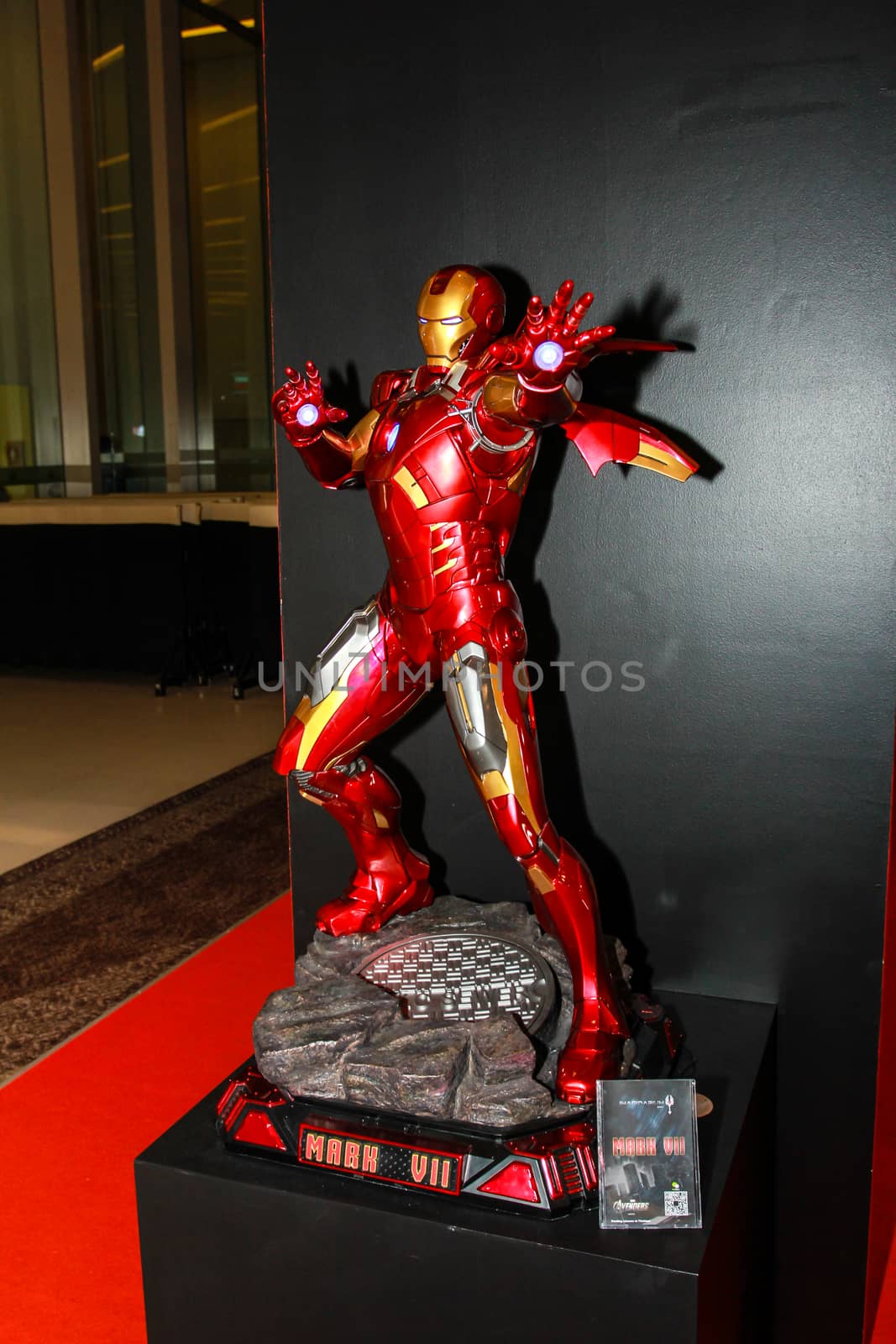 Bangkok - May 2: An Iron Man model in Thailand Comic Con 2015 on May 2, 2015 at Siam Paragon, Bangkok, Thailand.