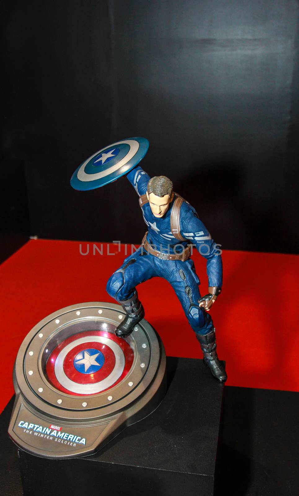 Bangkok - May 2: A Captain America model in Thailand Comic Con 2015 on May 2, 2015 at Siam Paragon, Bangkok, Thailand.