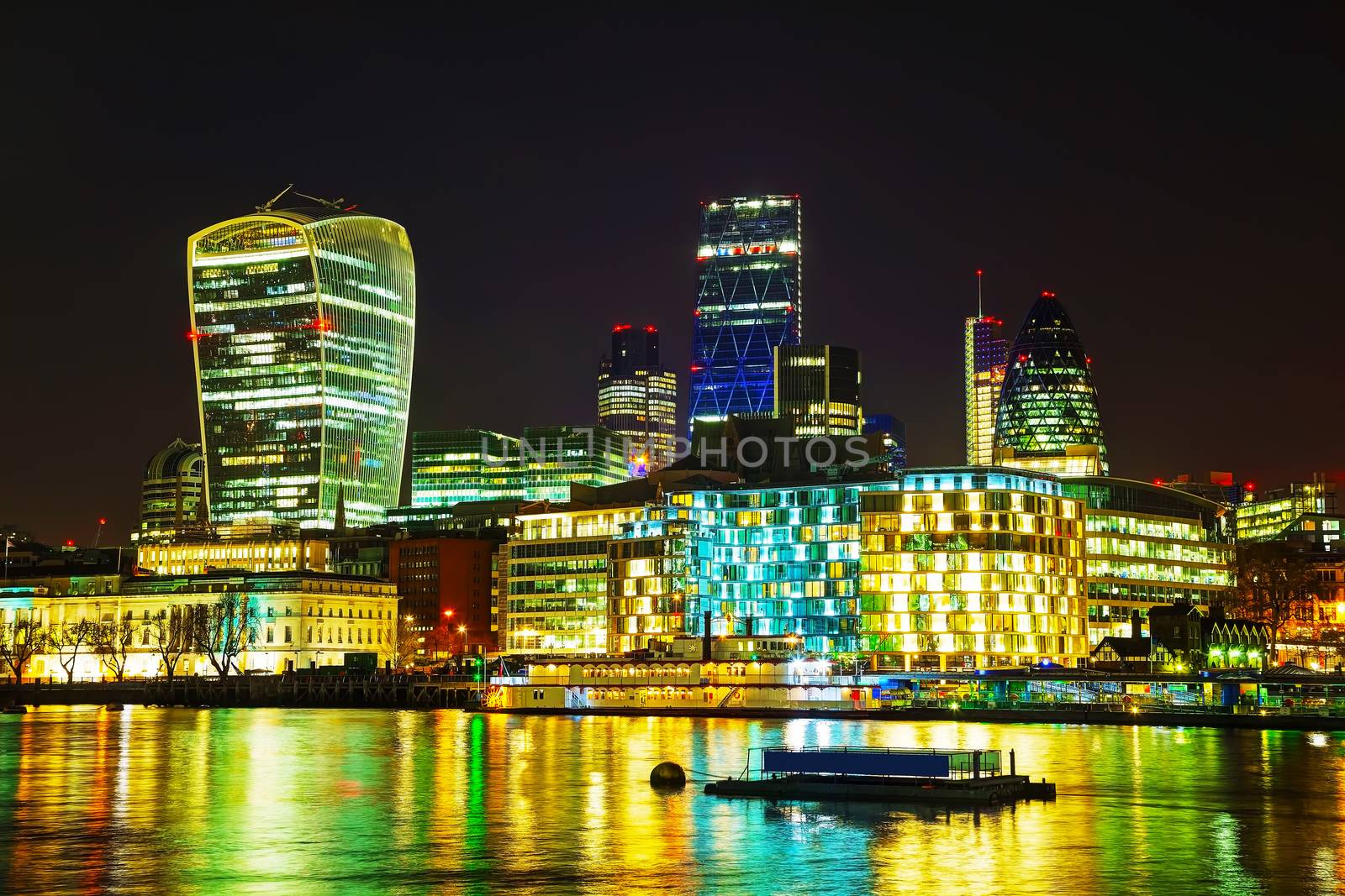 Financial district of the City of London in the night