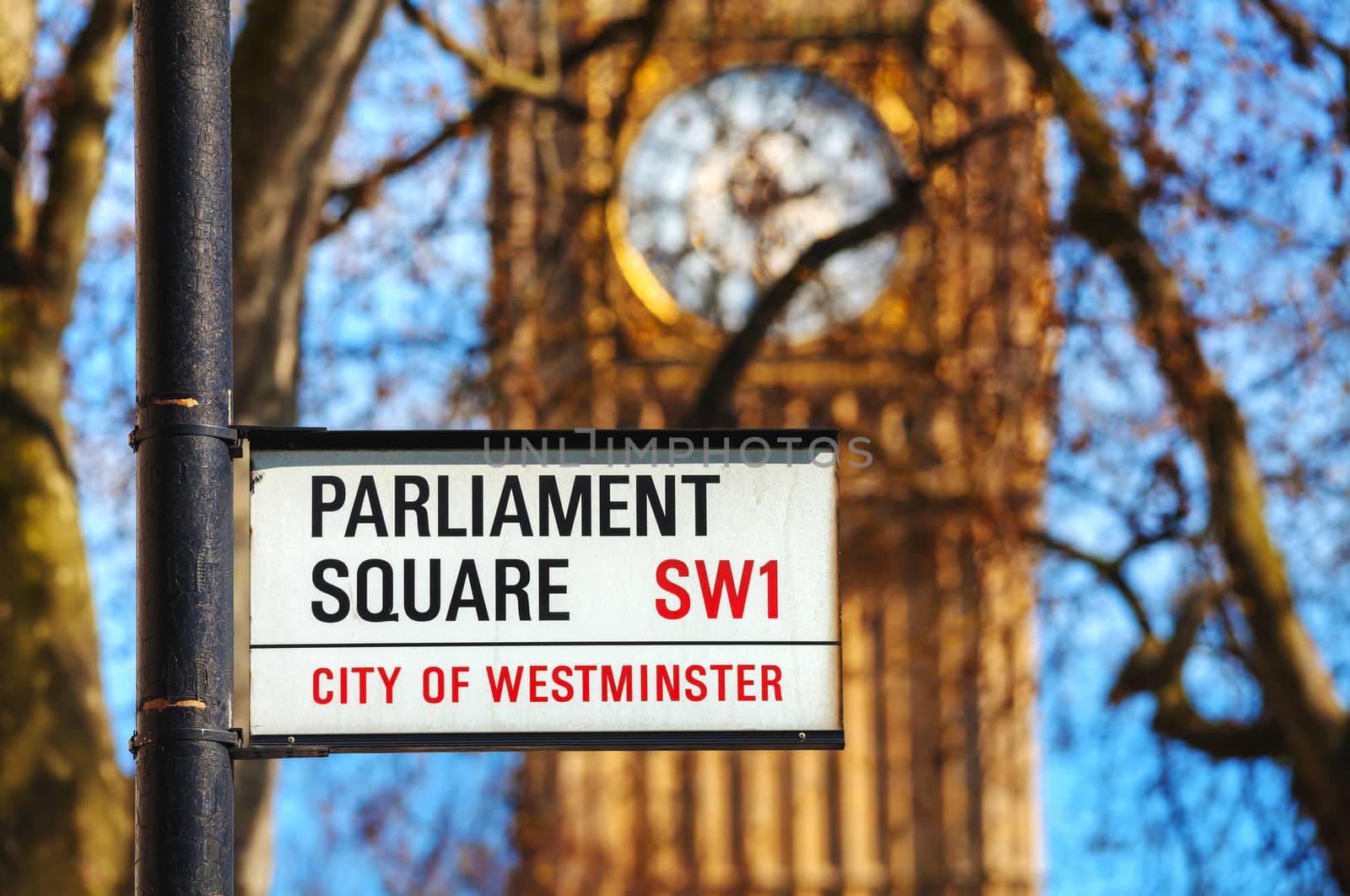 Parliament square sign in city of Westminster by AndreyKr