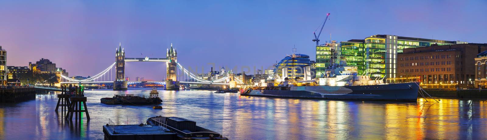 Panoramic overview of Tower bridge in London, Great Britain by AndreyKr