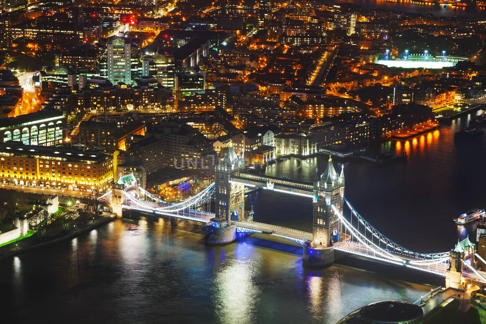 Aerial overview of London city with the Tower bridge by AndreyKr