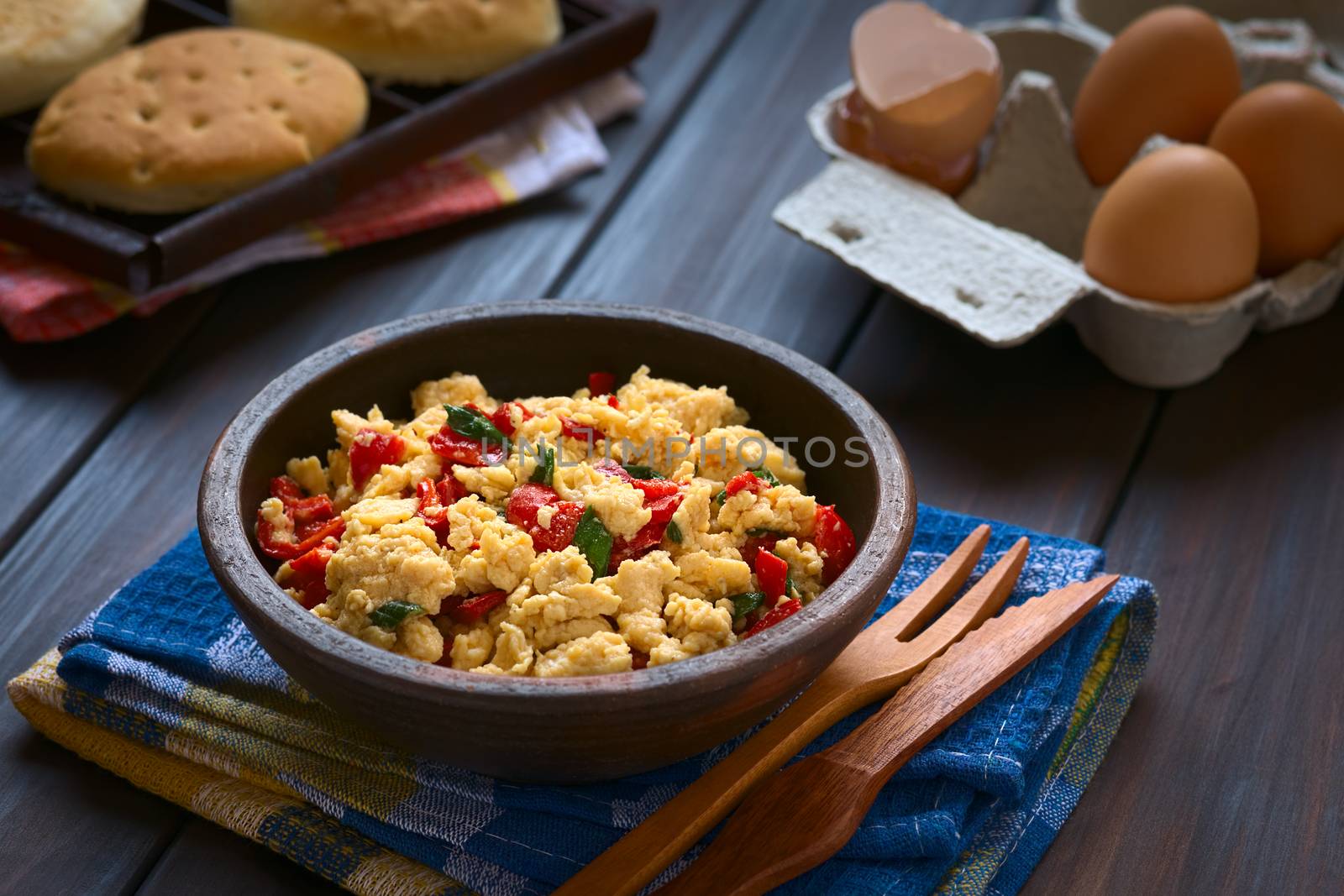 Scrambled Eggs with Red Pepper and Green Onion by ildi