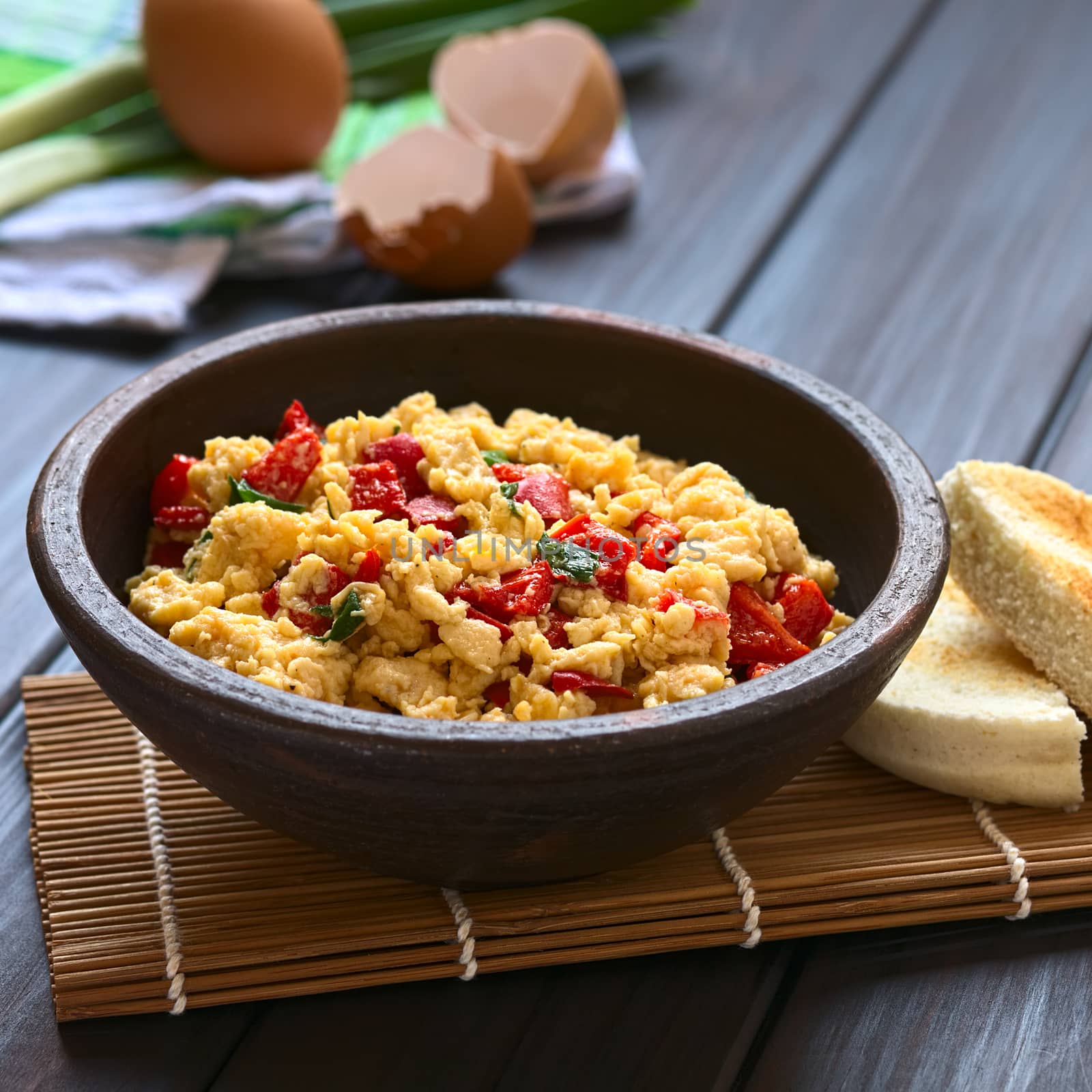 Scrambled Eggs with Red Pepper and Green Onion by ildi