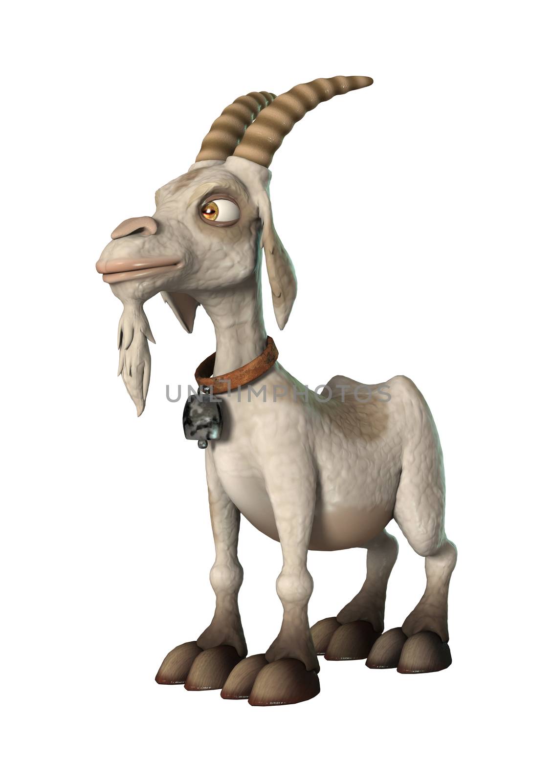 3D digital render of a cartton goat isolated on white background