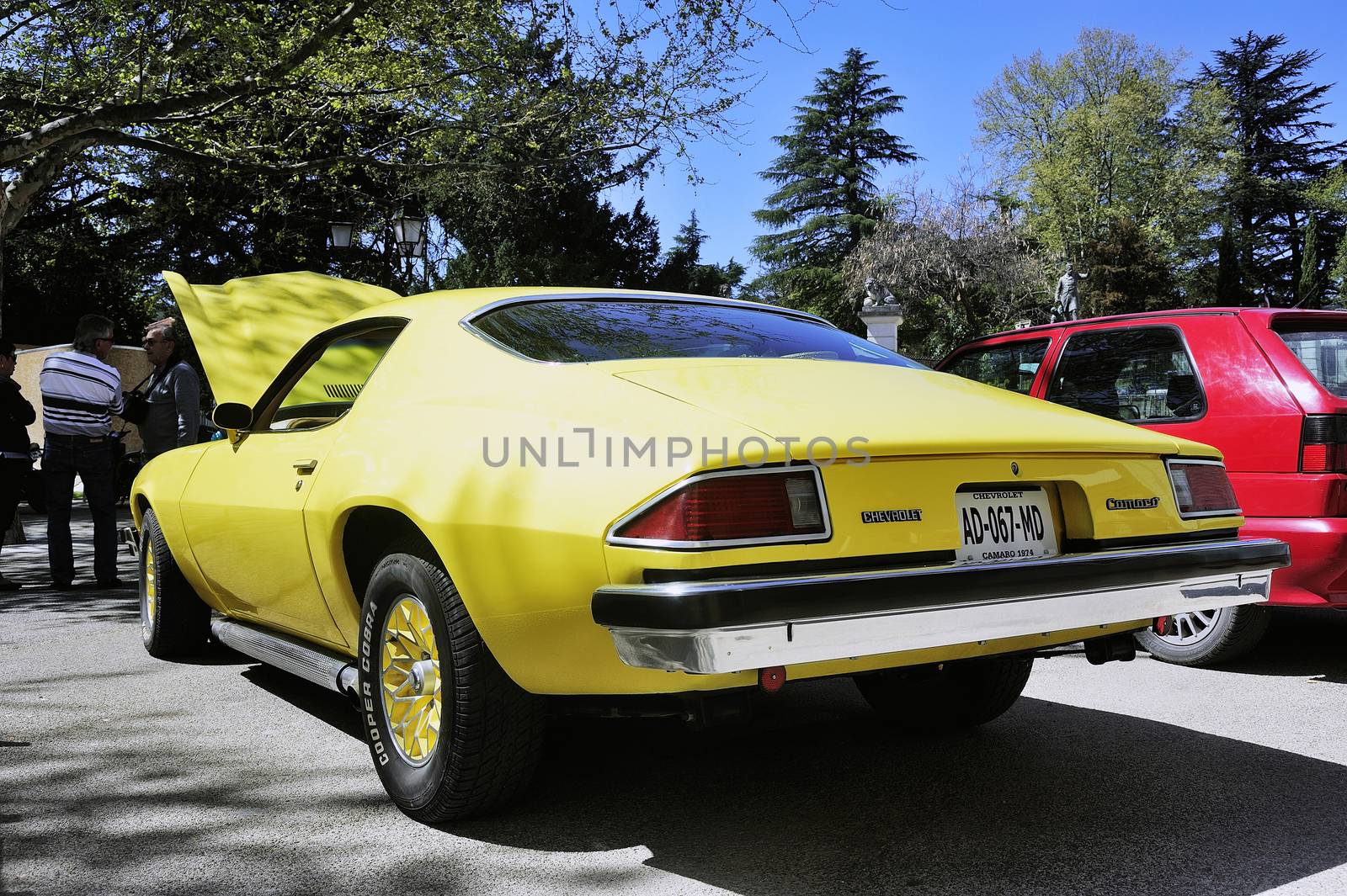 Chevrolet Camaro yellow photographed vintage car rally in the city of Ales in the Gard department