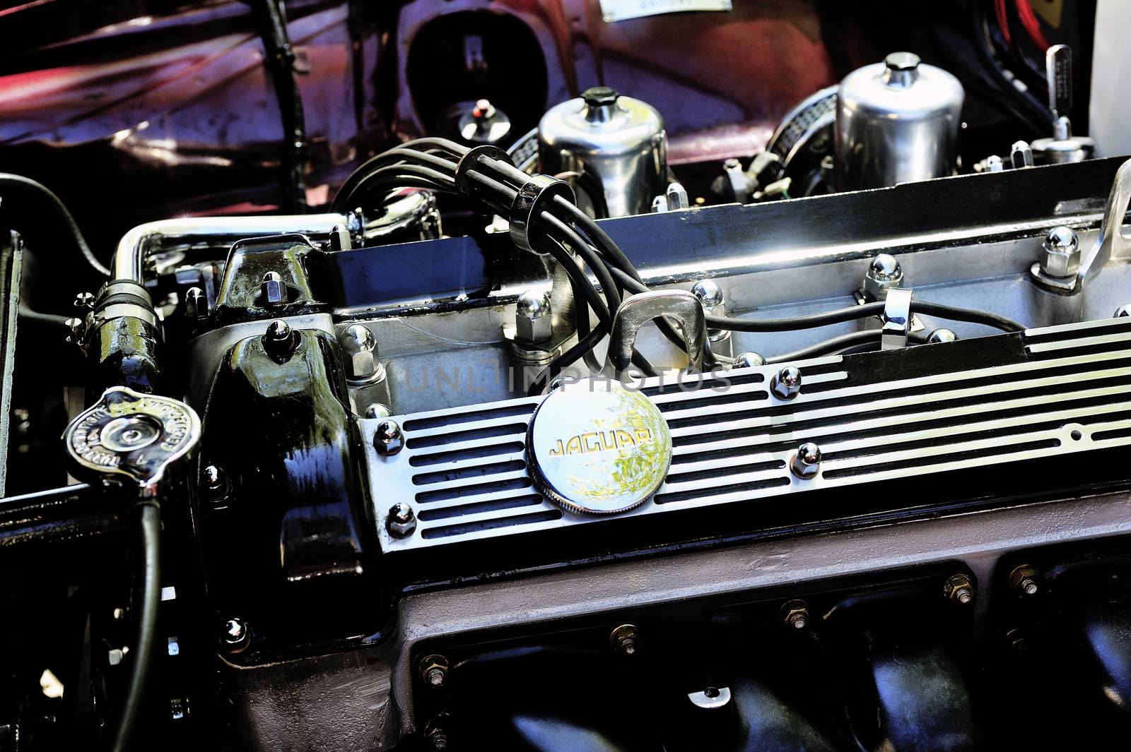 Detail of an engine Jaguar XJ by gillespaire
