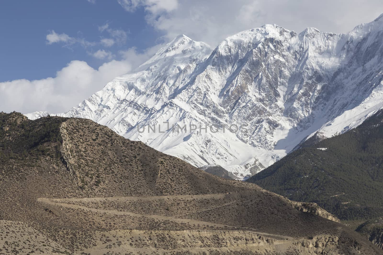 Jomsom city in lower Mustang district, Nepal. It is the center of Mustang.