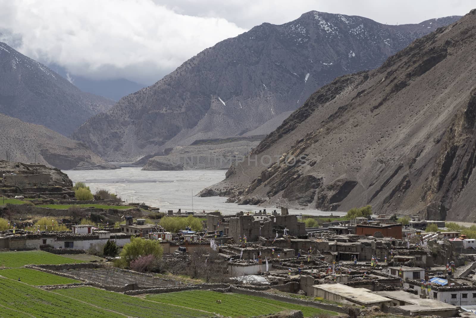 Local houses at Kagbeni in lower Mustang district, Nepal. It made of mud and rock. Kagbeni situated in the junction to upper Mustang.