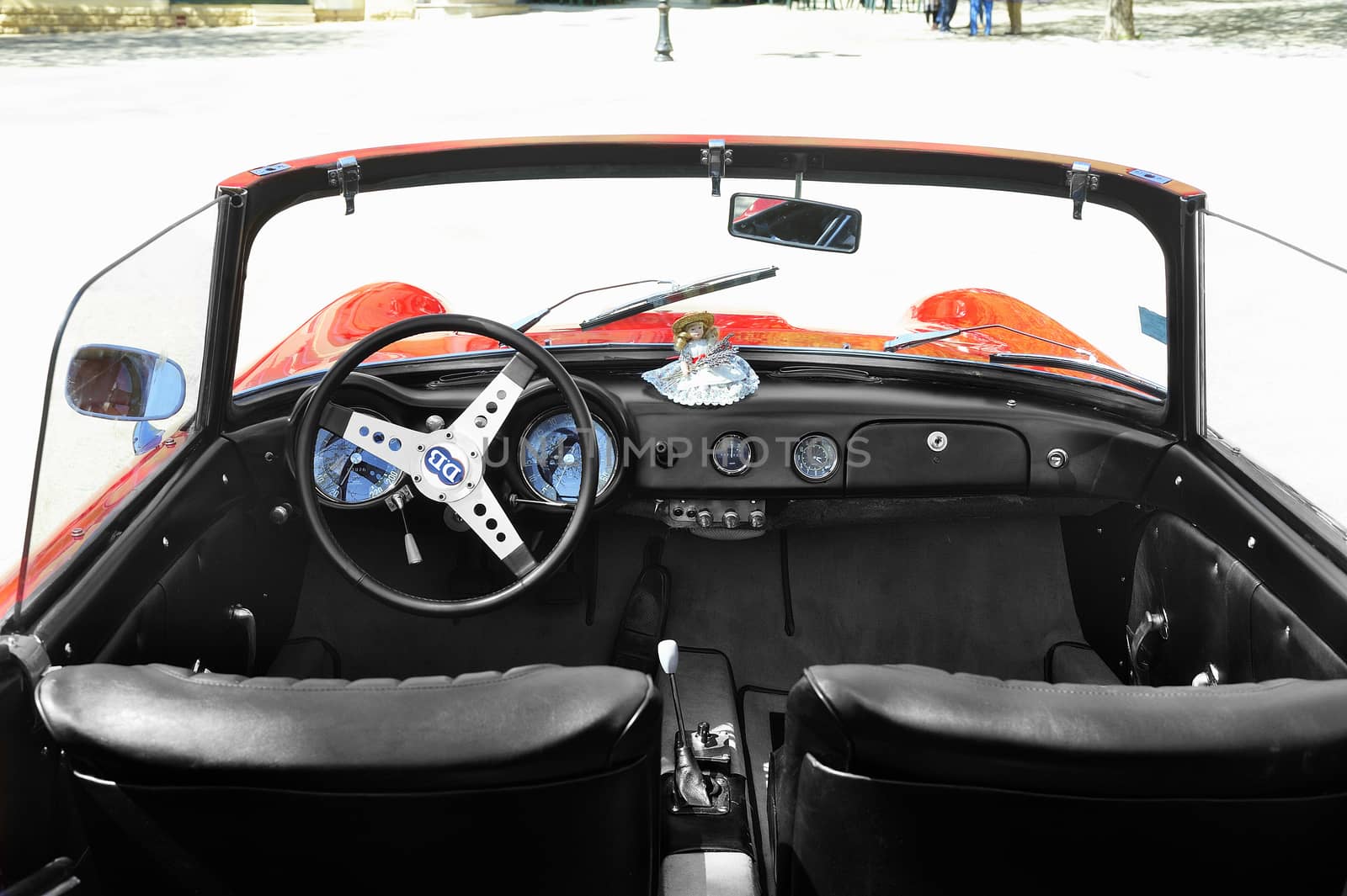 instrument panel of a DB Panhard Red Mans manufactured from 1959 to 1962 photographed the rally of vintage cars Town Hall Square in the town of Ales, in the Gard department