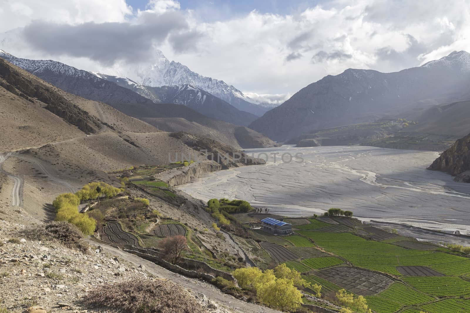 Kagbeni city in lower Mustang district, Nepal. It located in dry area and situated in the junction to upper Mustang.