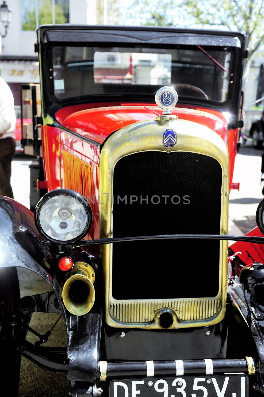 old Citroen car from the 1920s photographed vintage car rally Town Hall Square in the town of Ales, in the Gard department