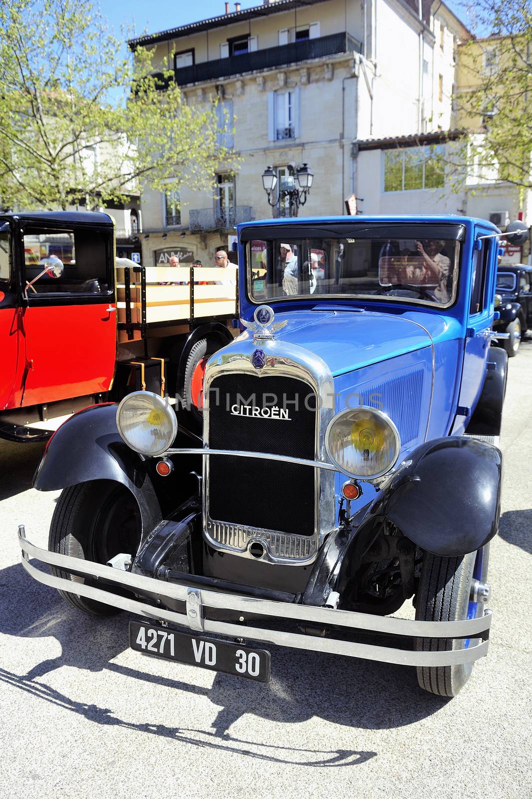 old Citroen car from the 1920s photographed vintage car rally Town Hall Square in the town of Ales