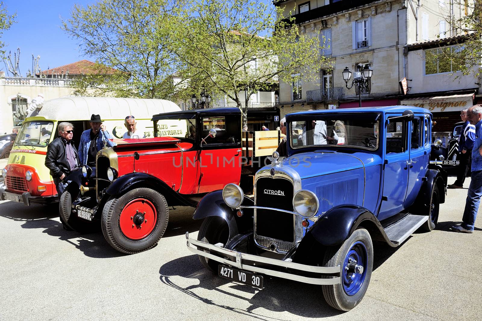 old Citroen car from the 1920s photographed vintage car rally Town Hall Square in the town of Ales