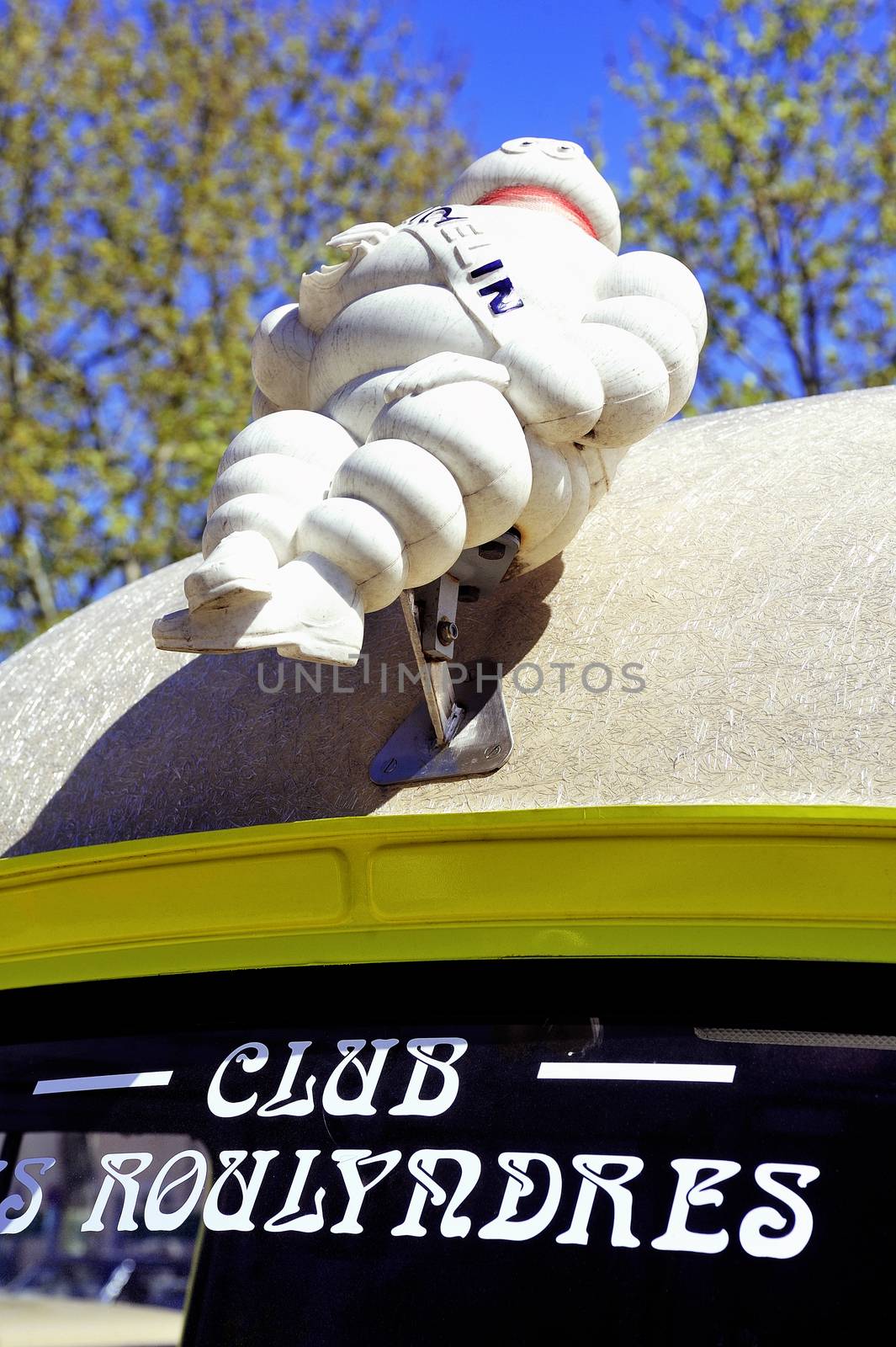 Renault Estafette 1960 bibendume assist with the emblem of the brand photographed vintage car rally Town Hall Square in the town of Ales, in the Gard department