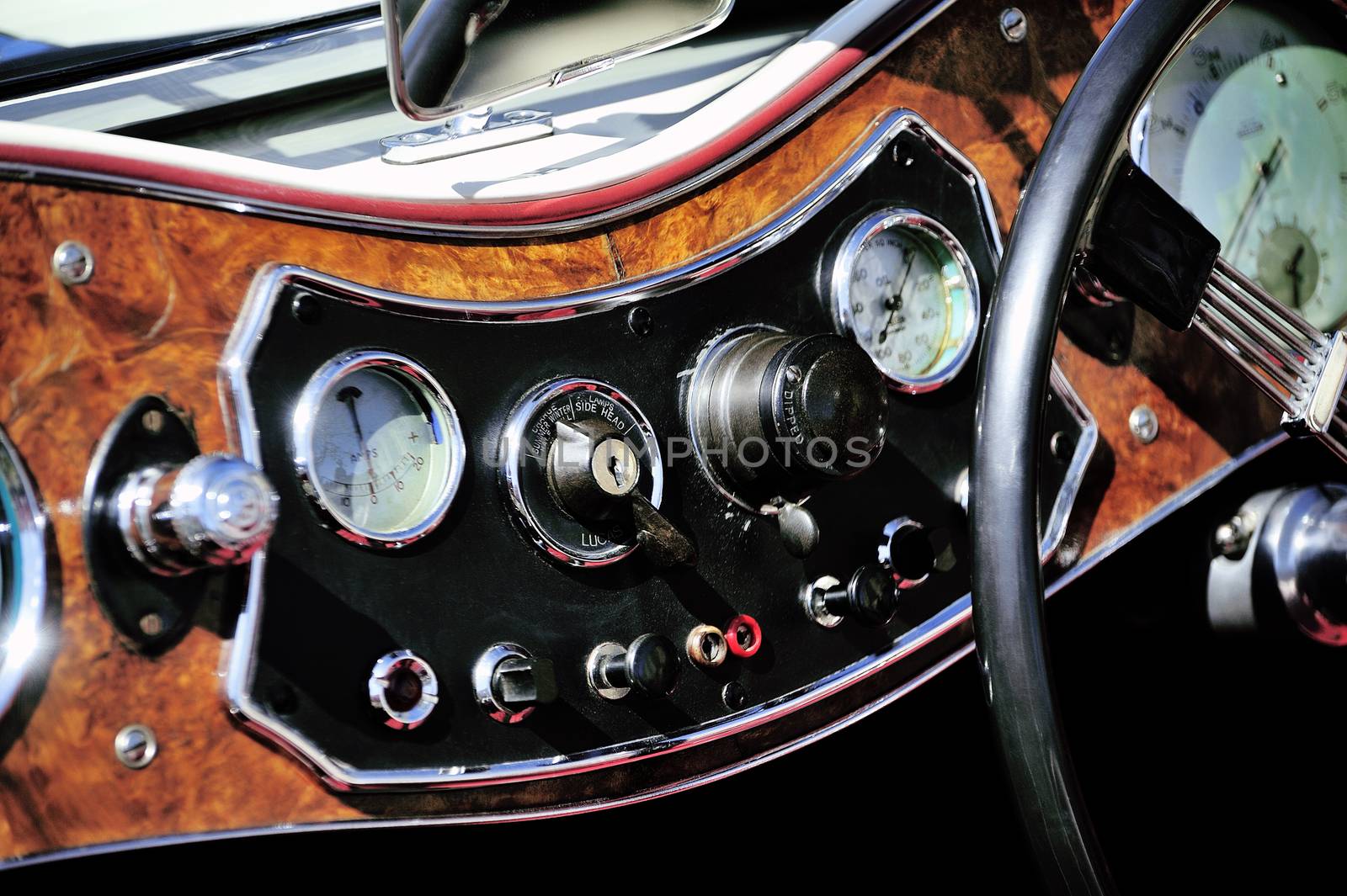 MG sports car in 1953 years photographed the rally of vintage cars Town Hall Square in the town of Ales