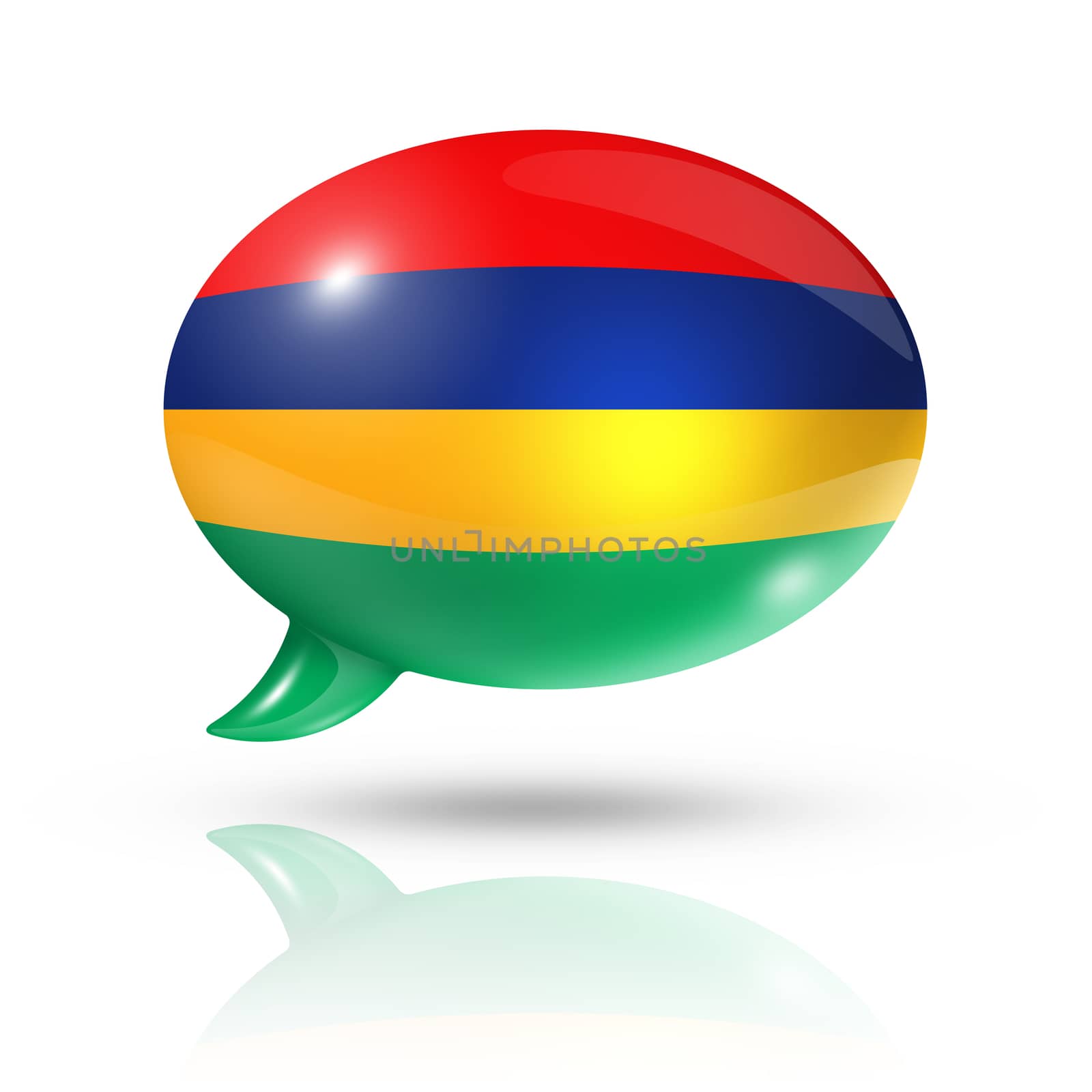 Mauritius flag speech bubble by daboost