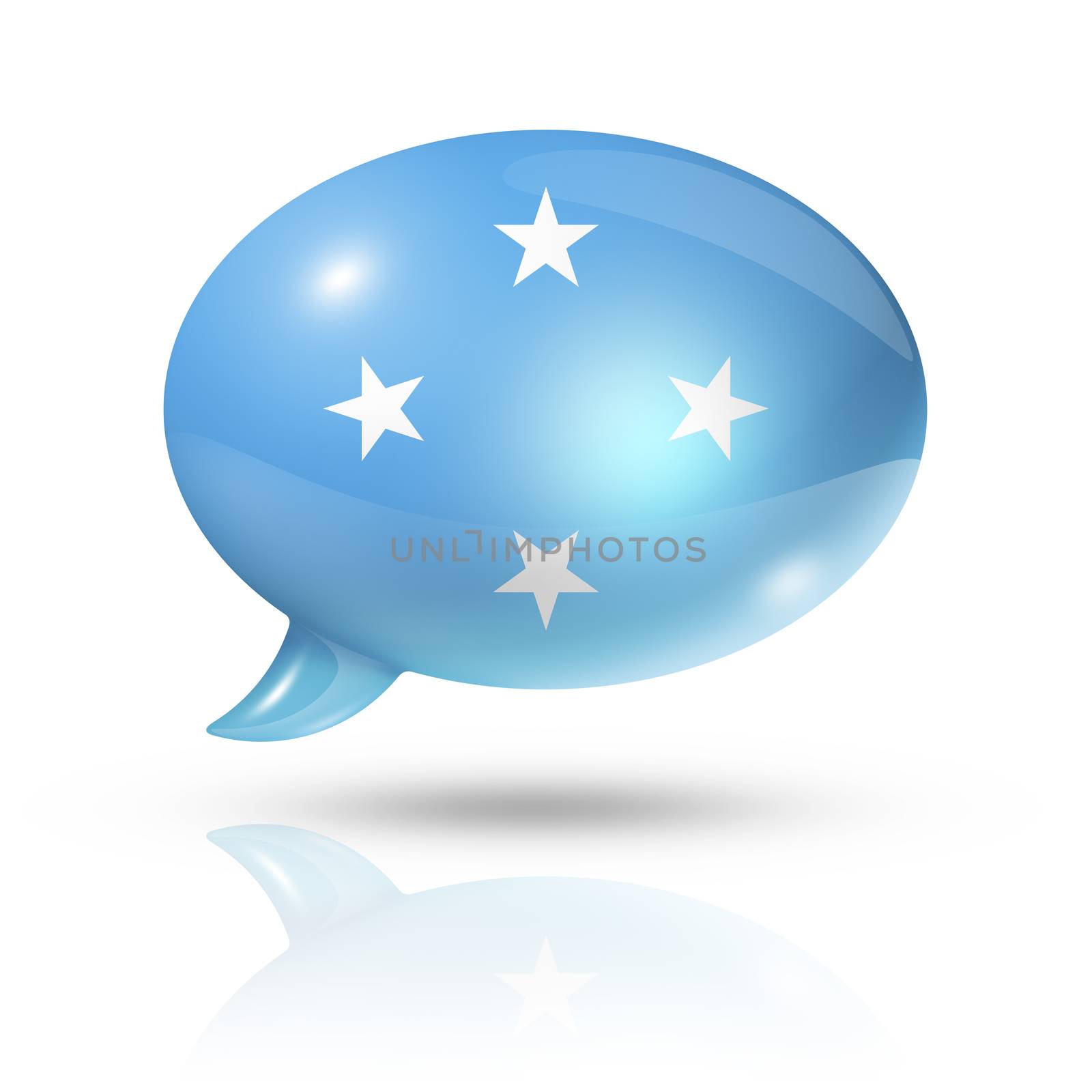 three dimensional Micronesia flag in a speech bubble isolated on white with clipping path