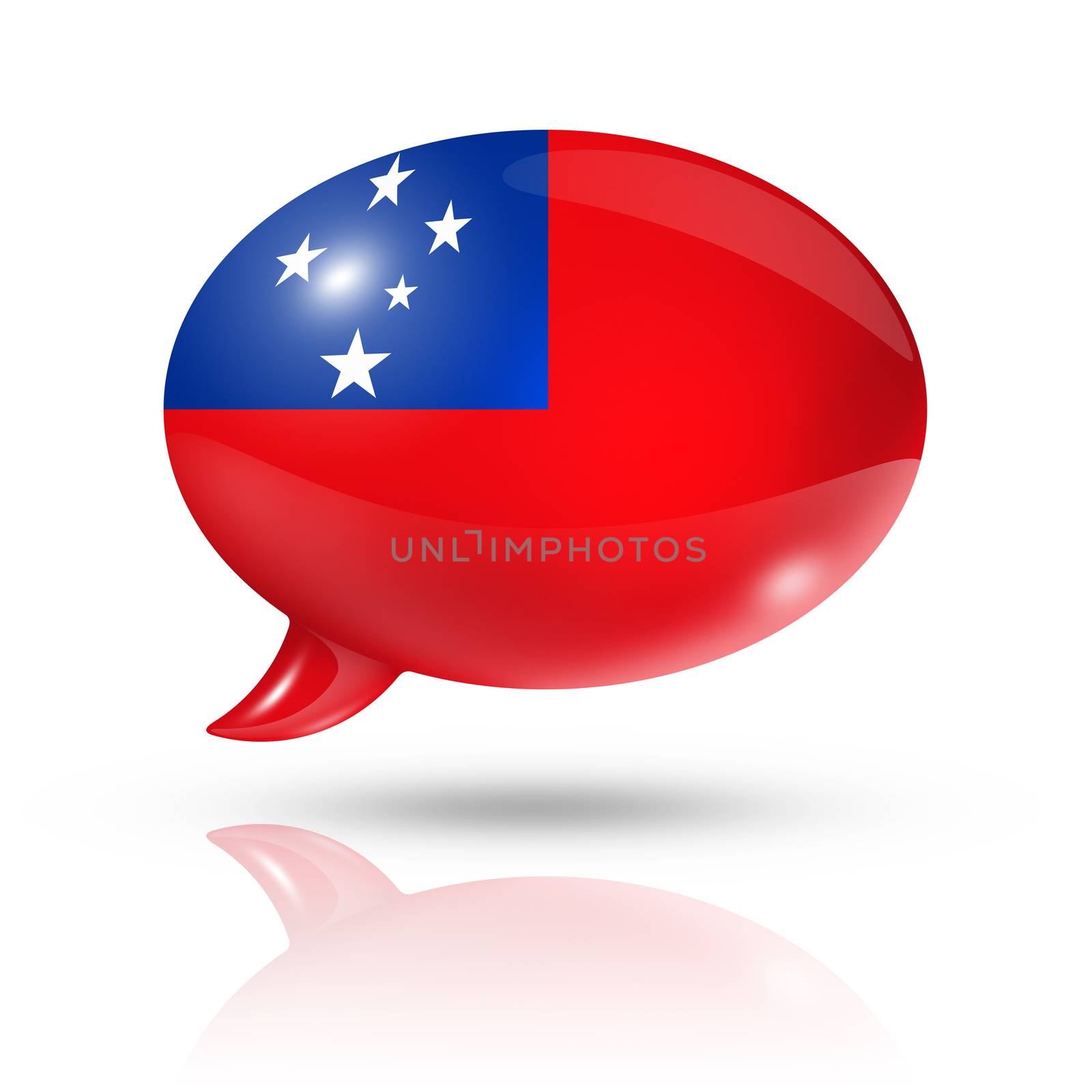 three dimensional Samoa flag in a speech bubble isolated on white with clipping path