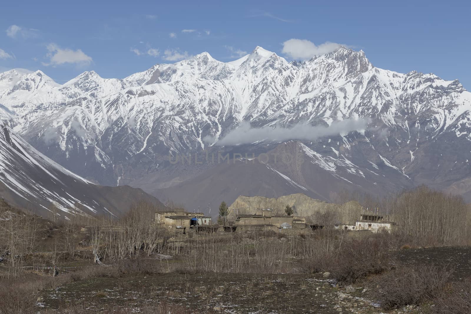 Local houses at Muktinath village in lower Mustang district, Nepal. This photo was shot in early morning.
Area was cover by snow.