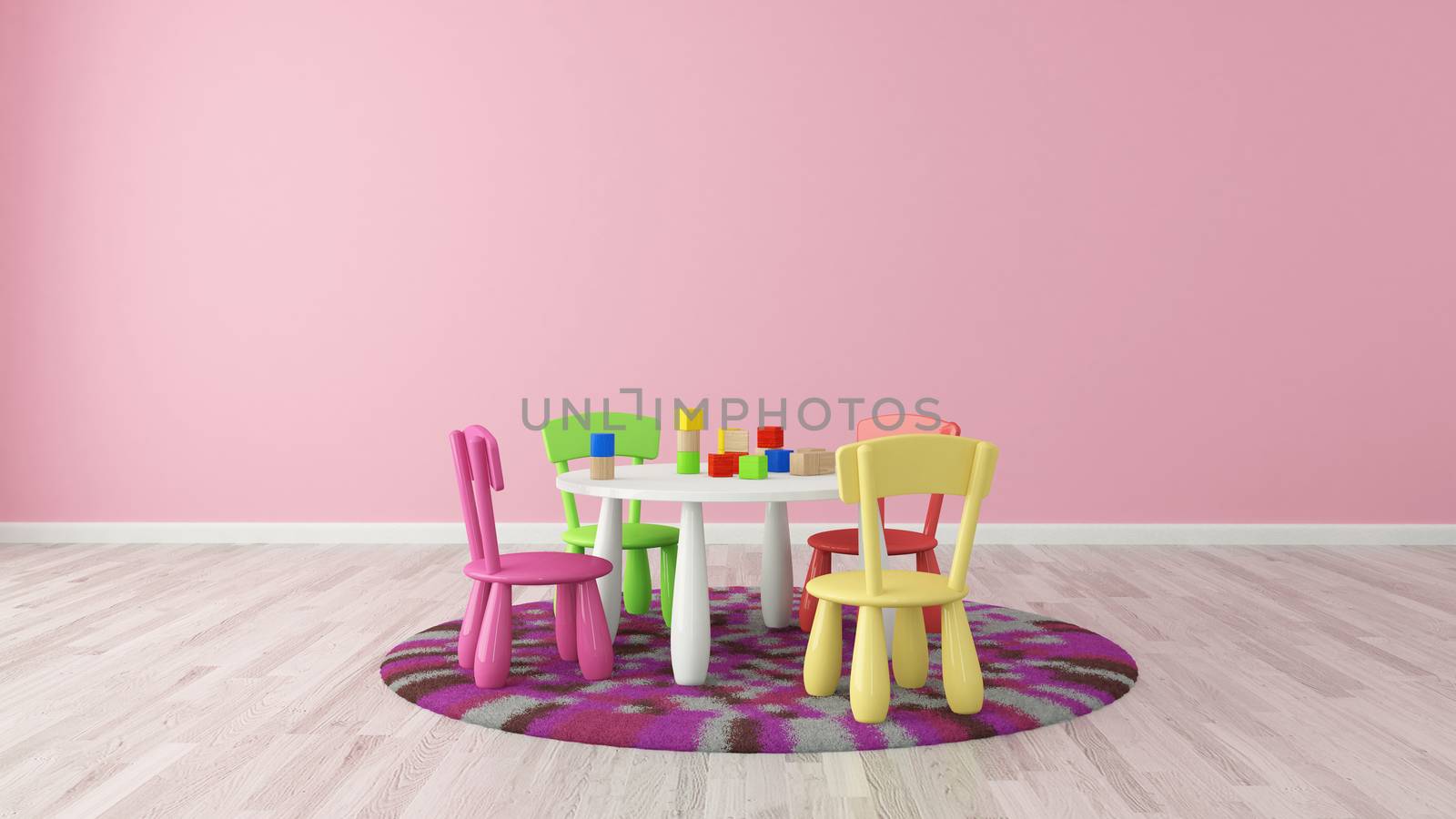 3D rendering Child room with colorful table and chairs by Sedat SEVEN