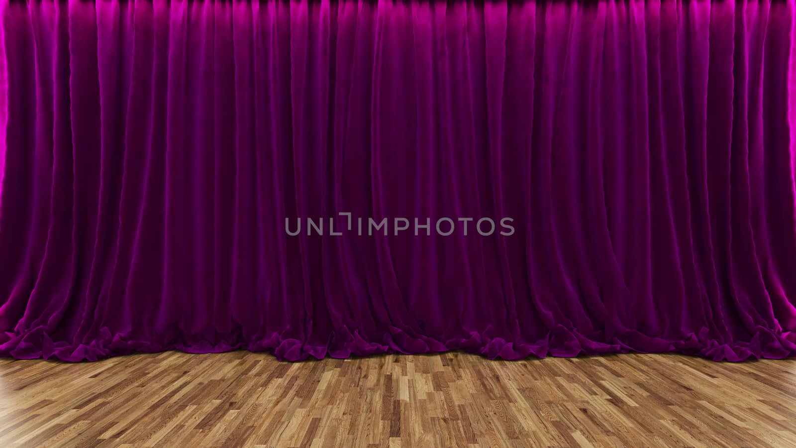 3d rendering purple theater and cinema curtain with parquet floor by Sedat SEVEN