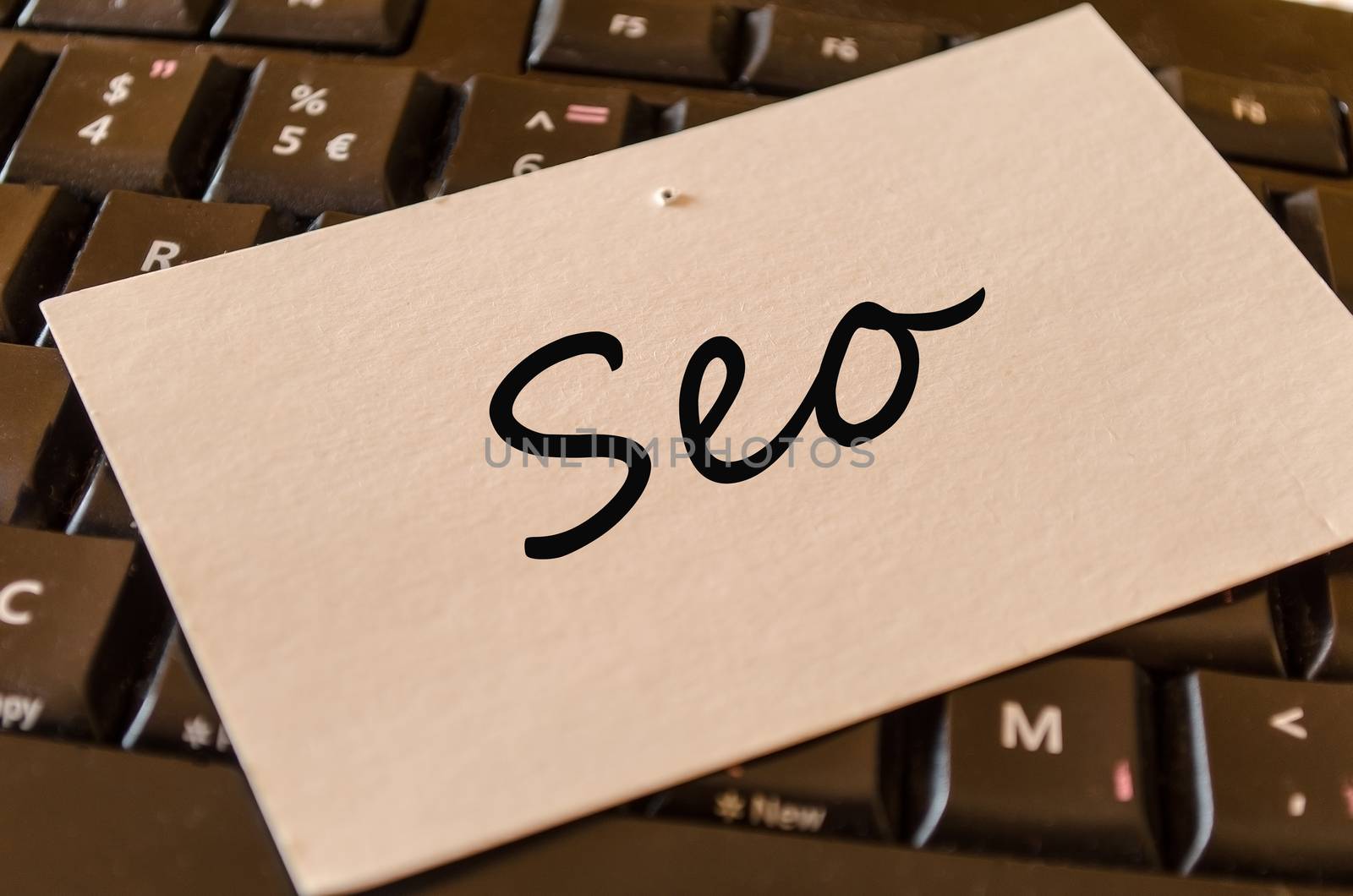 Seo Concept on black keyboard