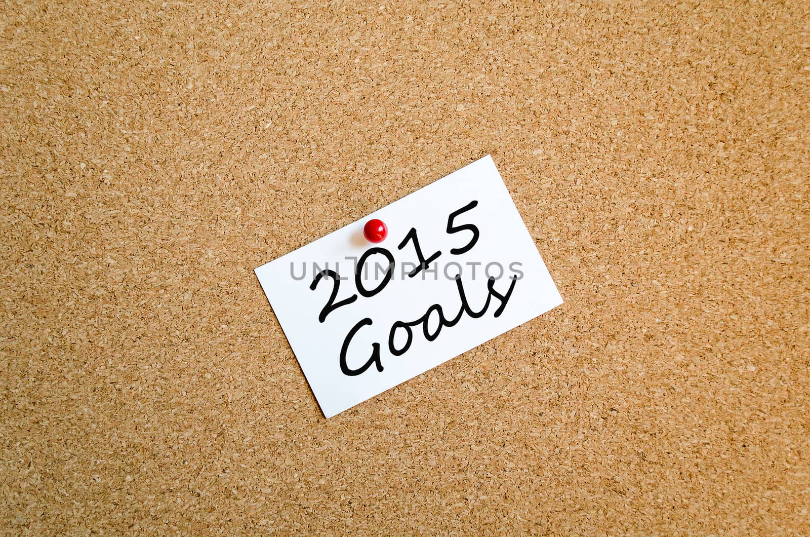 Sticky Note On Cork Board Background 2015 Goals Concept