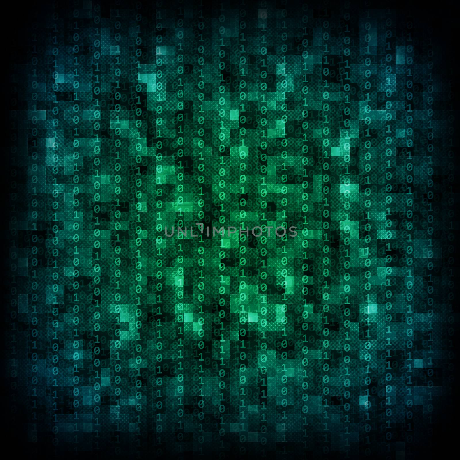 Abstract colorful matrix background with numbers. One and zero