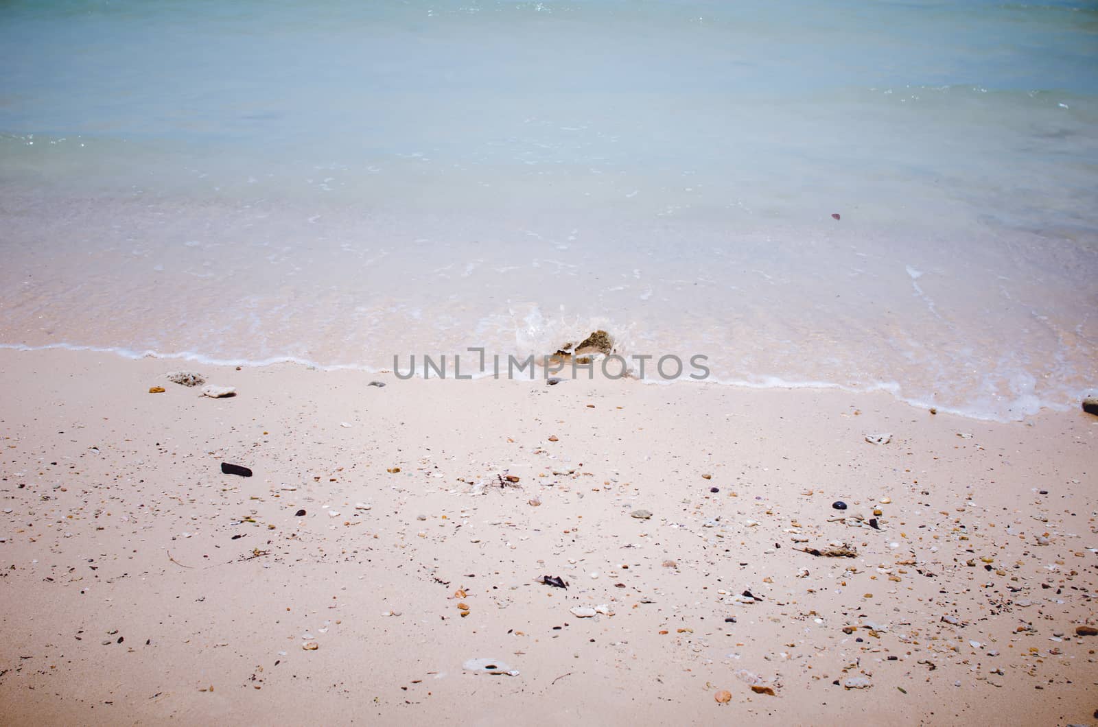 Beach sand and blue sea in Thailand vintage