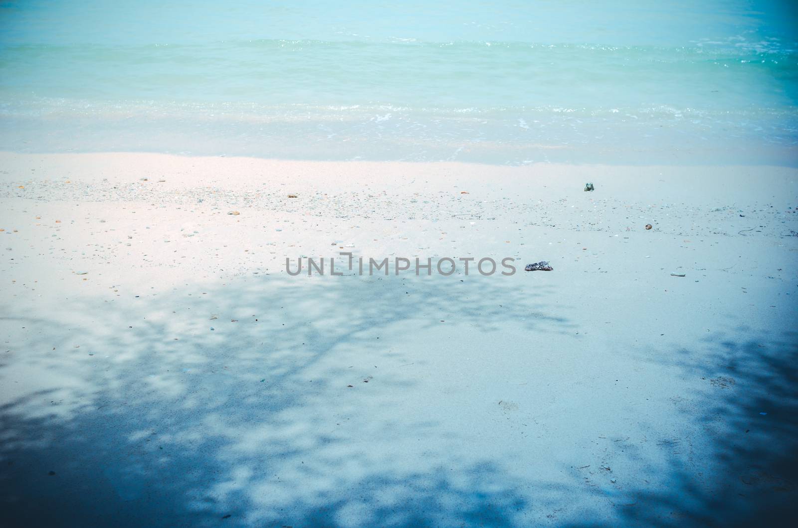 Beach sand and blue sea in Thailand vintage