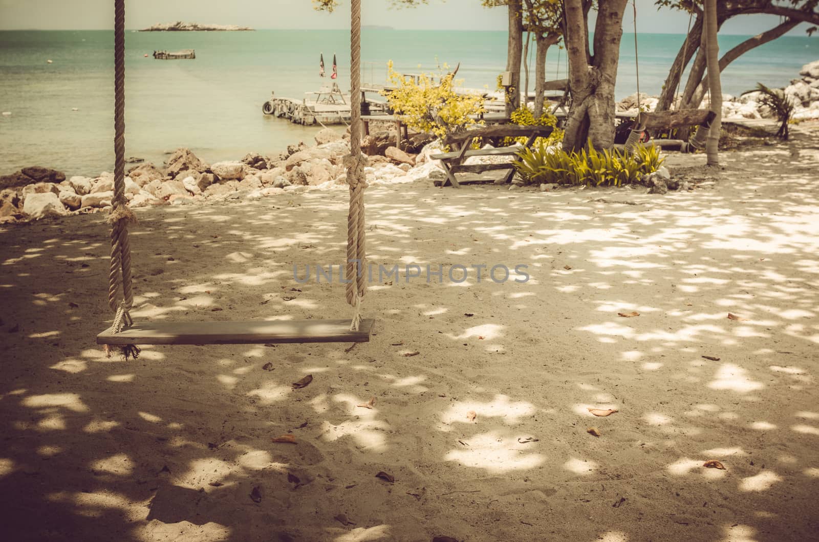 swing on beach vintage by sweetcrisis