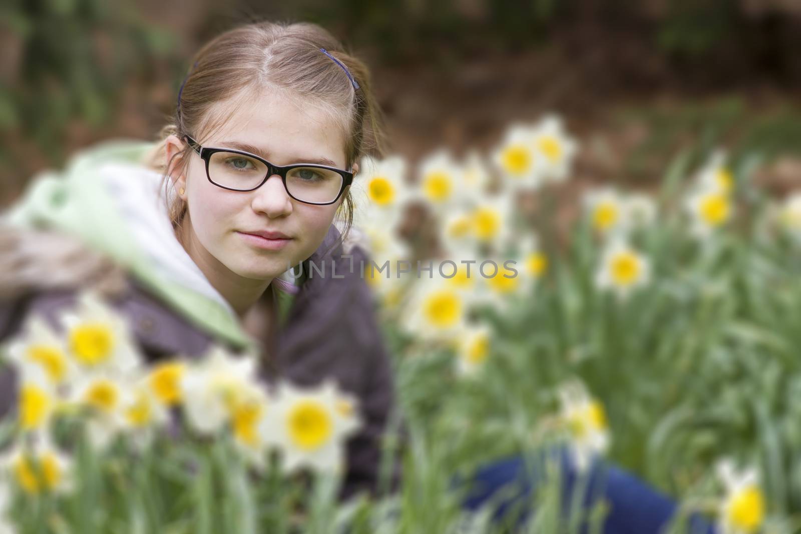 young girl in spring park