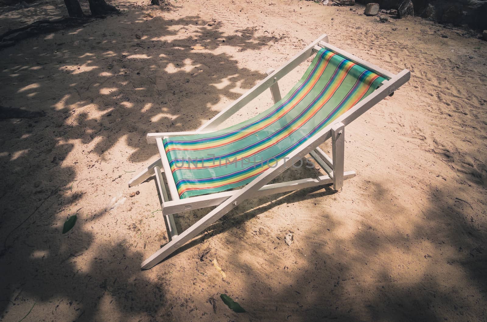 Beach colorful chair on the beach in Koh Samet Thailand vintage