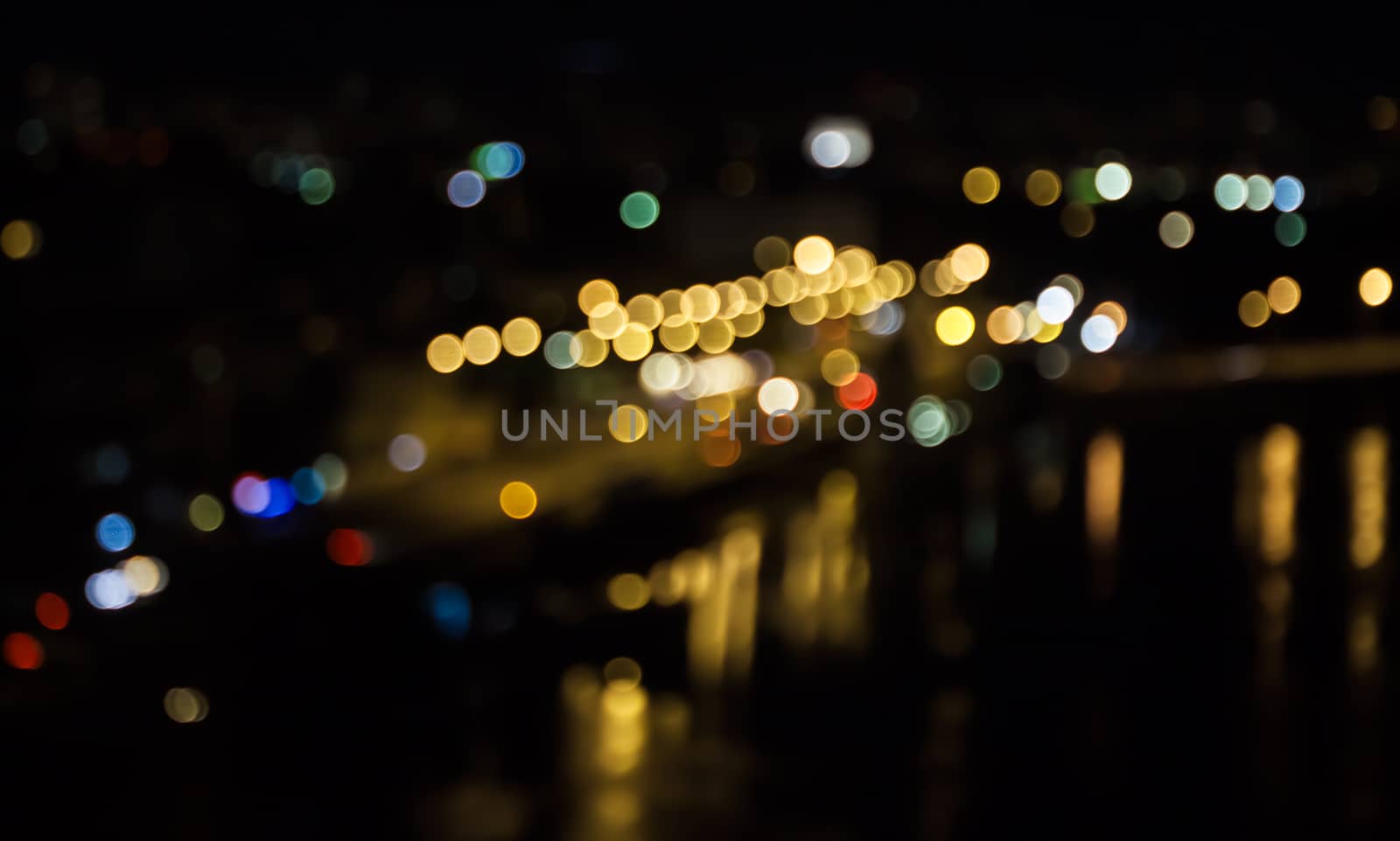 City night background in Kiev out of  focus