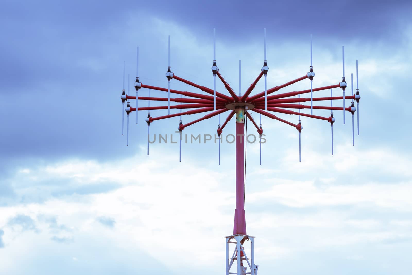 antenna in private airport on cloudy sky background