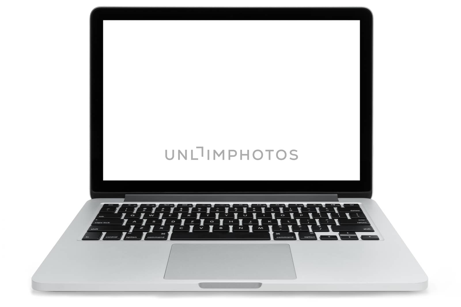 Laptop with space for your message isolated on white background