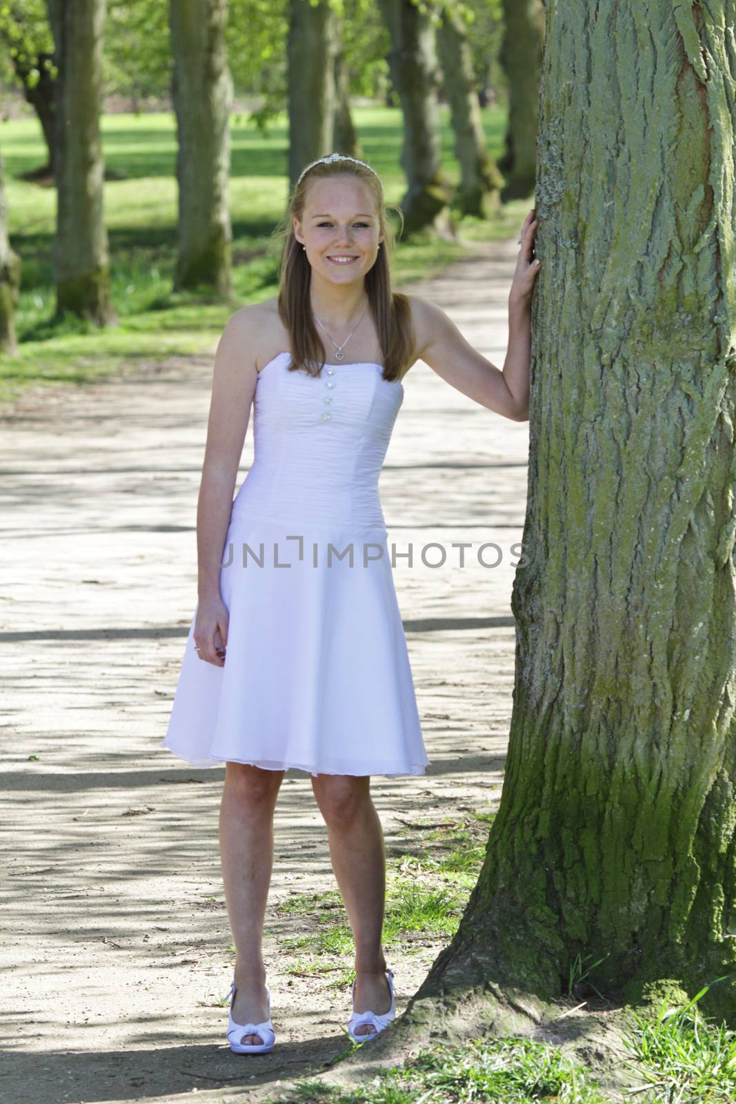 Girl the day of the confirmation in spring in denmark