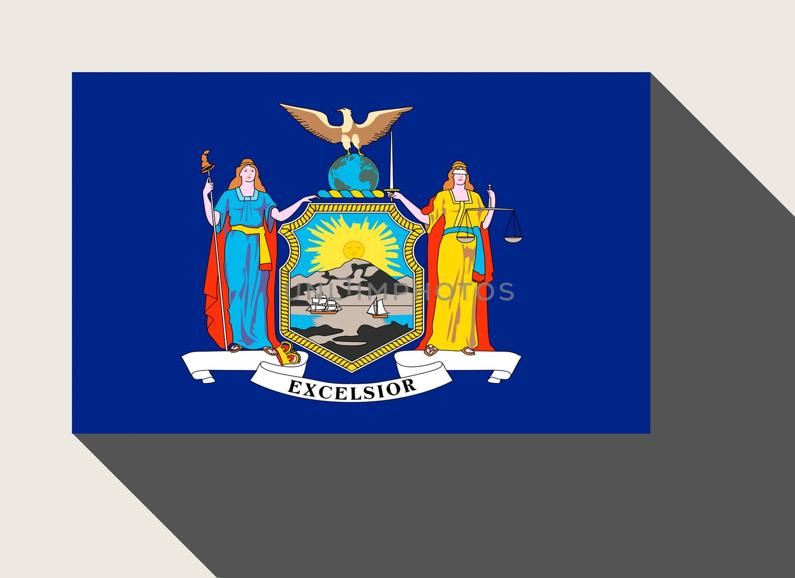 American State of New York flag in flat web design style.